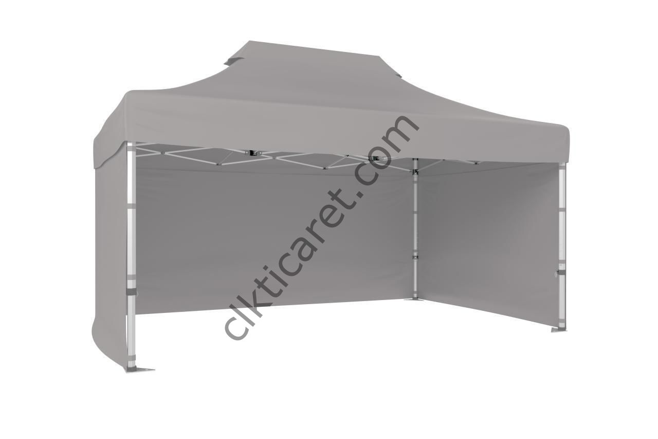 CLK 3x4,5 40 mm Katlanabilir Tente Gazebo Çadır Gazebo Çadır 3 Yan Kapalı Açık Gri