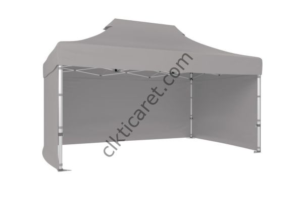 CLK 3x4,5 40 mm Katlanabilir Tente Gazebo Çadır Gazebo Çadır 3 Yan Kapalı Açık Gri