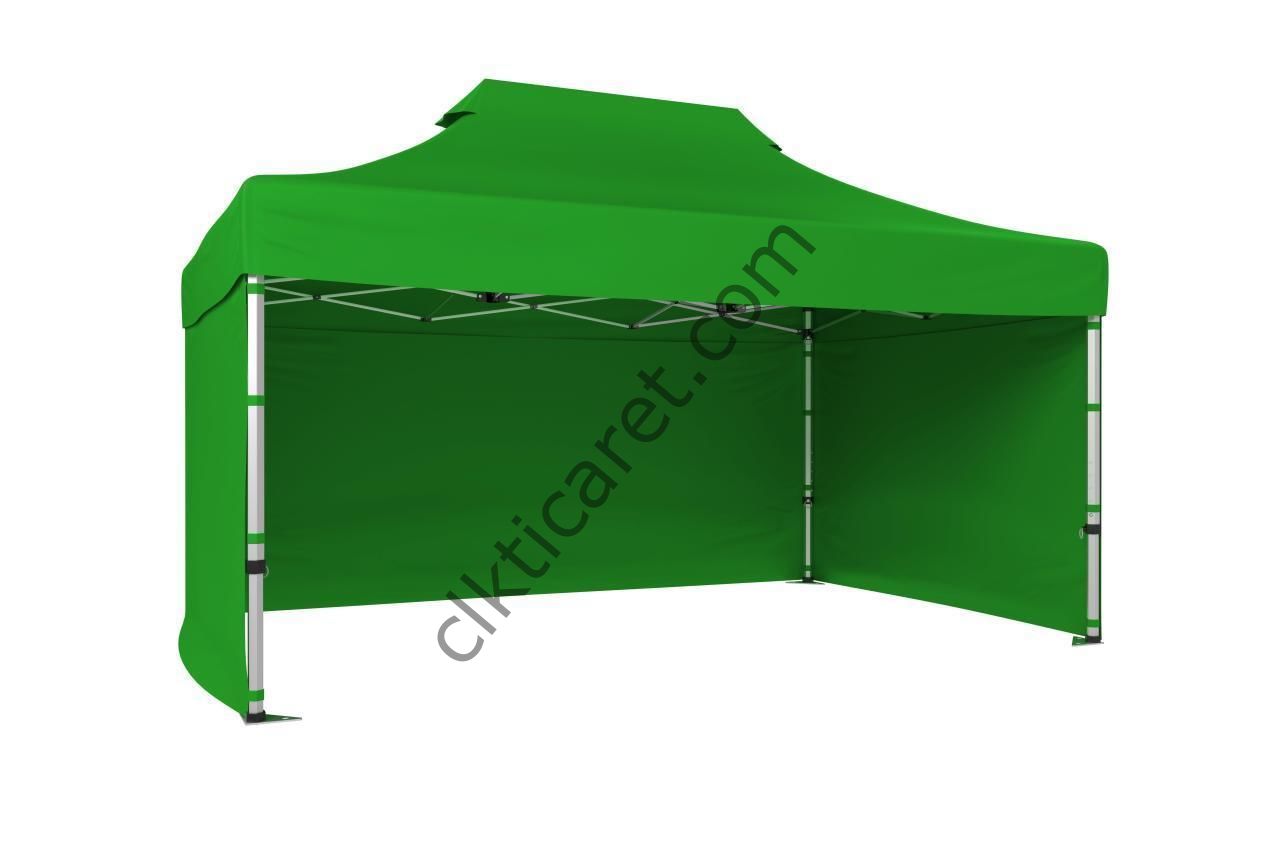 CLK 3x4,5 40 mm Katlanabilir Tente Gazebo Çadır Gazebo Çadır 3 Yan Kapalı Benetton Yeşil
