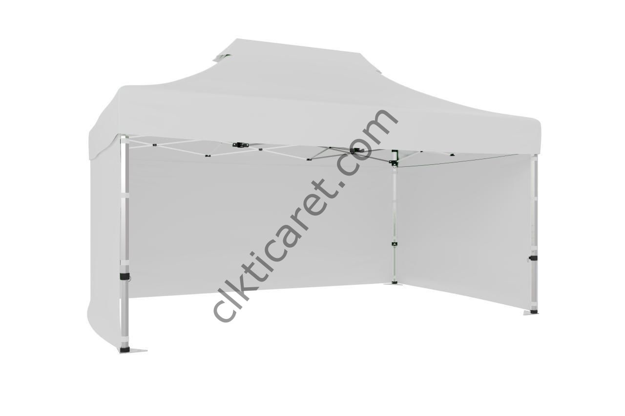 CLK 3x4,5 40 mm Katlanabilir Tente Gazebo Çadır Gazebo Çadır 3 Yan Kapalı Beyaz