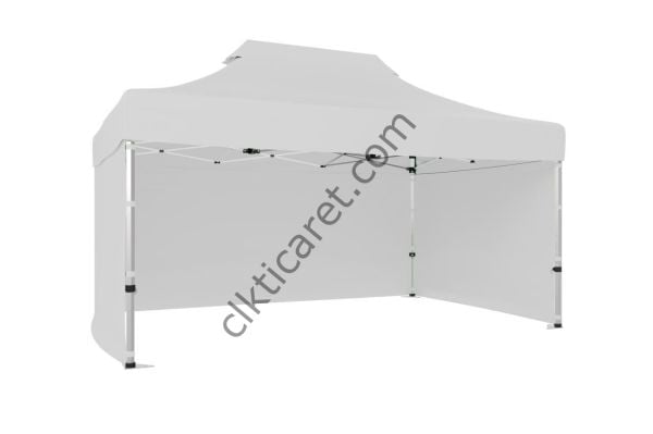 CLK 3x4,5 40 mm Katlanabilir Tente Gazebo Çadır Gazebo Çadır 3 Yan Kapalı Beyaz