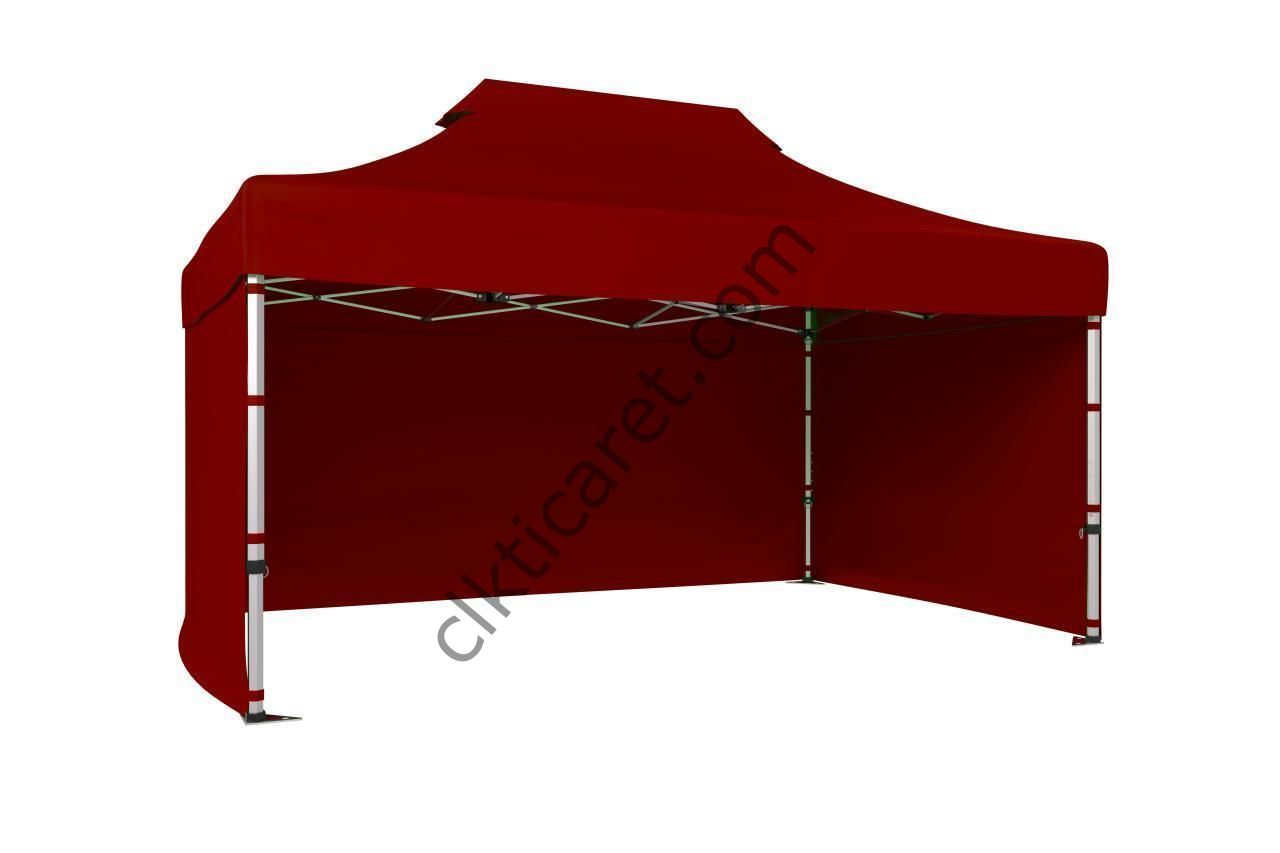 CLK 3x4,5 40 mm Katlanabilir Tente Gazebo Çadır Gazebo Çadır 3 Yan Kapalı Bordo