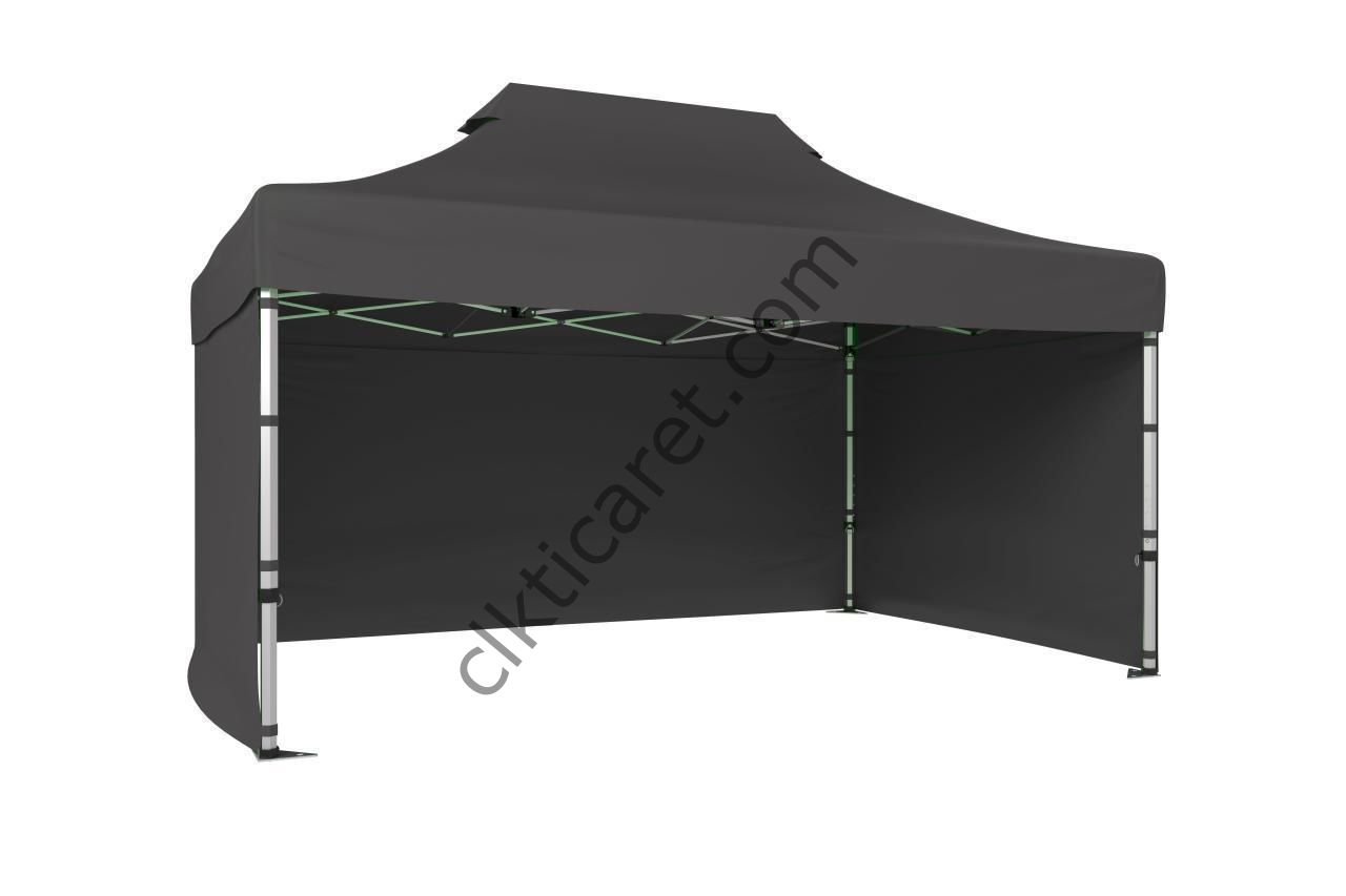 CLK 3x4,5 40 mm Katlanabilir Tente Gazebo Çadır Gazebo Çadır 3 Yan Kapalı Gri
