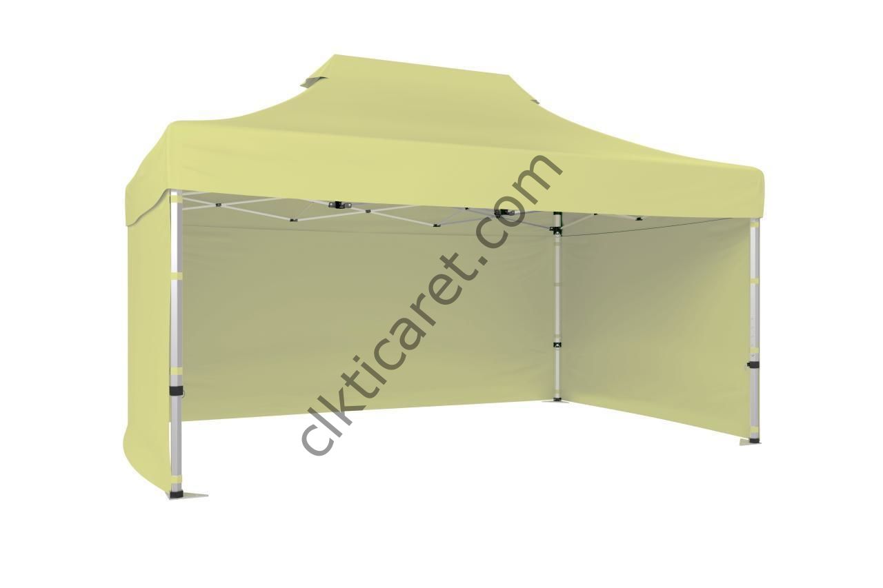 CLK 3x4,5 40 mm Katlanabilir Tente Gazebo Çadır Gazebo Çadır 3 Yan Kapalı Krem