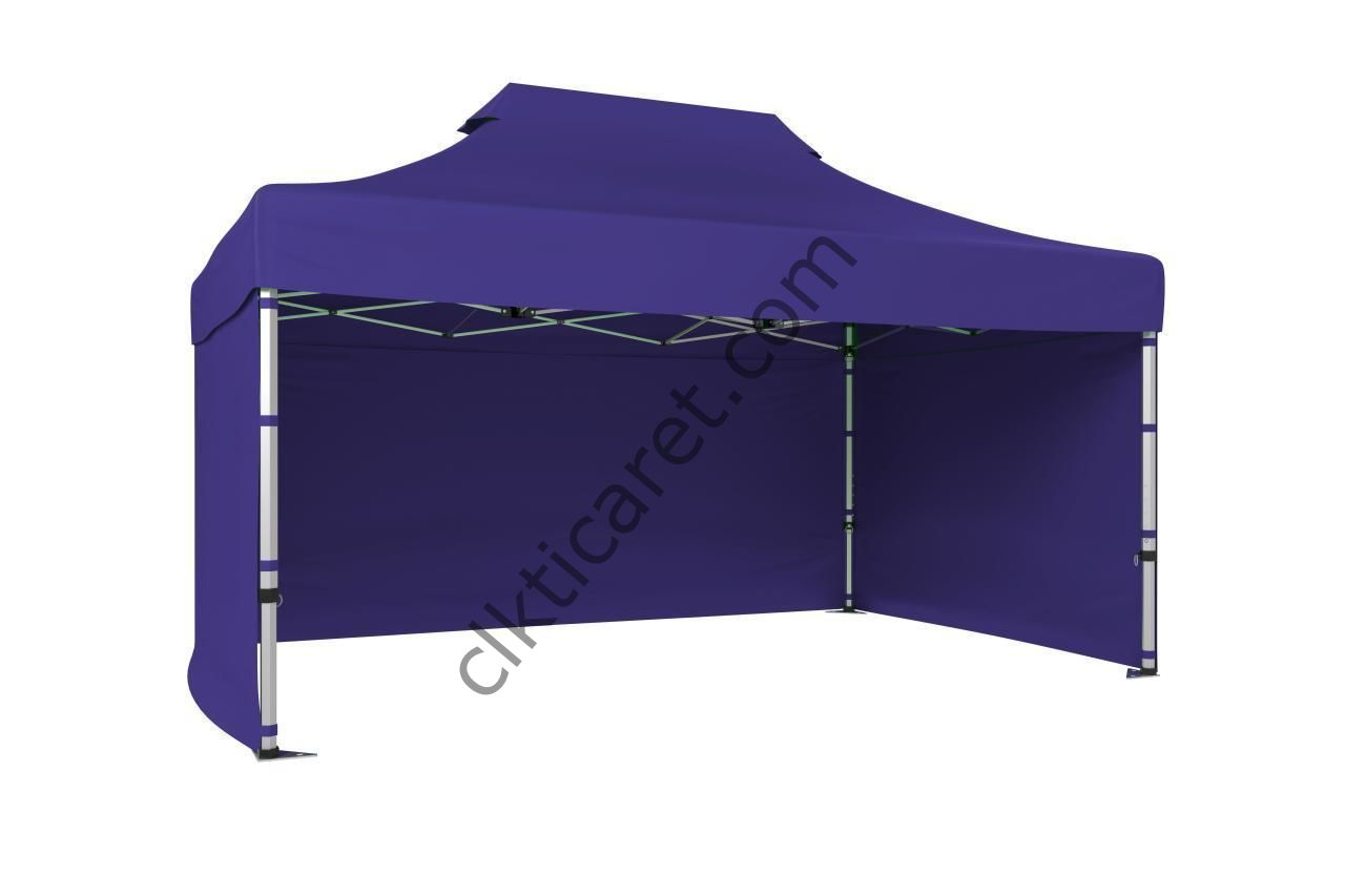 CLK 3x4,5 40 mm Katlanabilir Tente Gazebo Çadır Gazebo Çadır 3 Yan Kapalı Lacivert