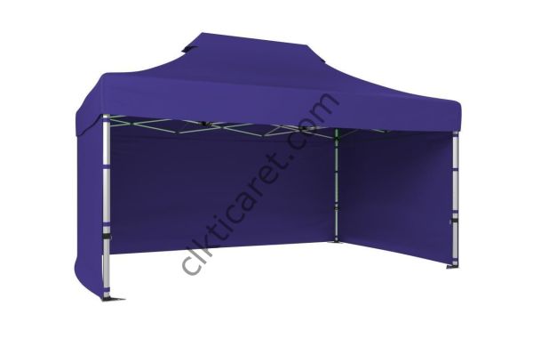 CLK 3x4,5 40 mm Katlanabilir Tente Gazebo Çadır Gazebo Çadır 3 Yan Kapalı Lacivert