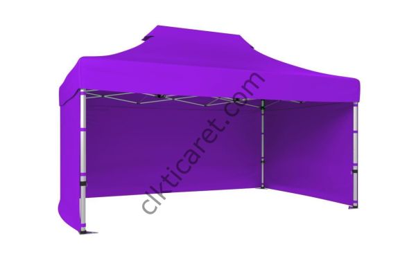 CLK 3x4,5 40 mm Katlanabilir Tente Gazebo Çadır Gazebo Çadır 3 Yan Kapalı Lila