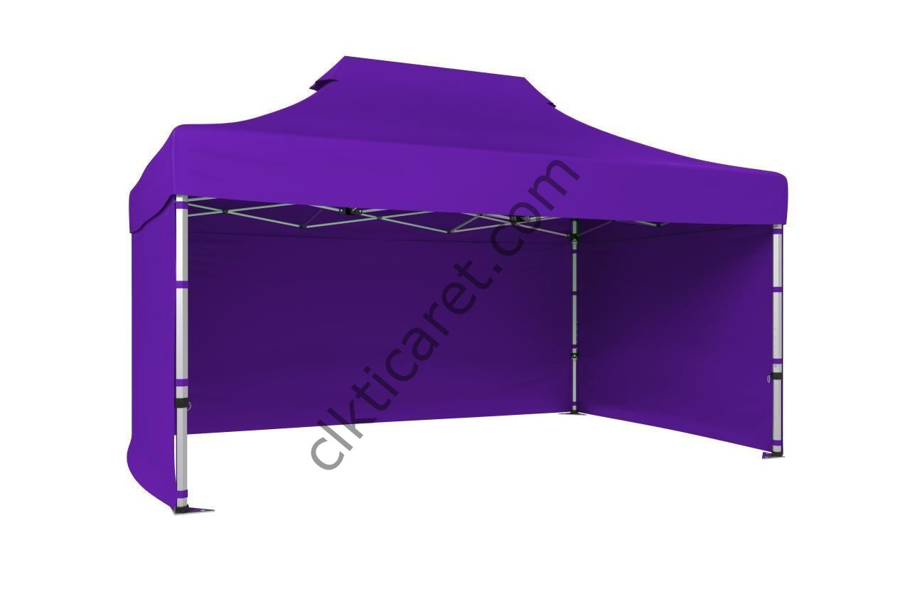 CLK 3x4,5 40 mm Katlanabilir Tente Gazebo Çadır Gazebo Çadır 3 Yan Kapalı Mor
