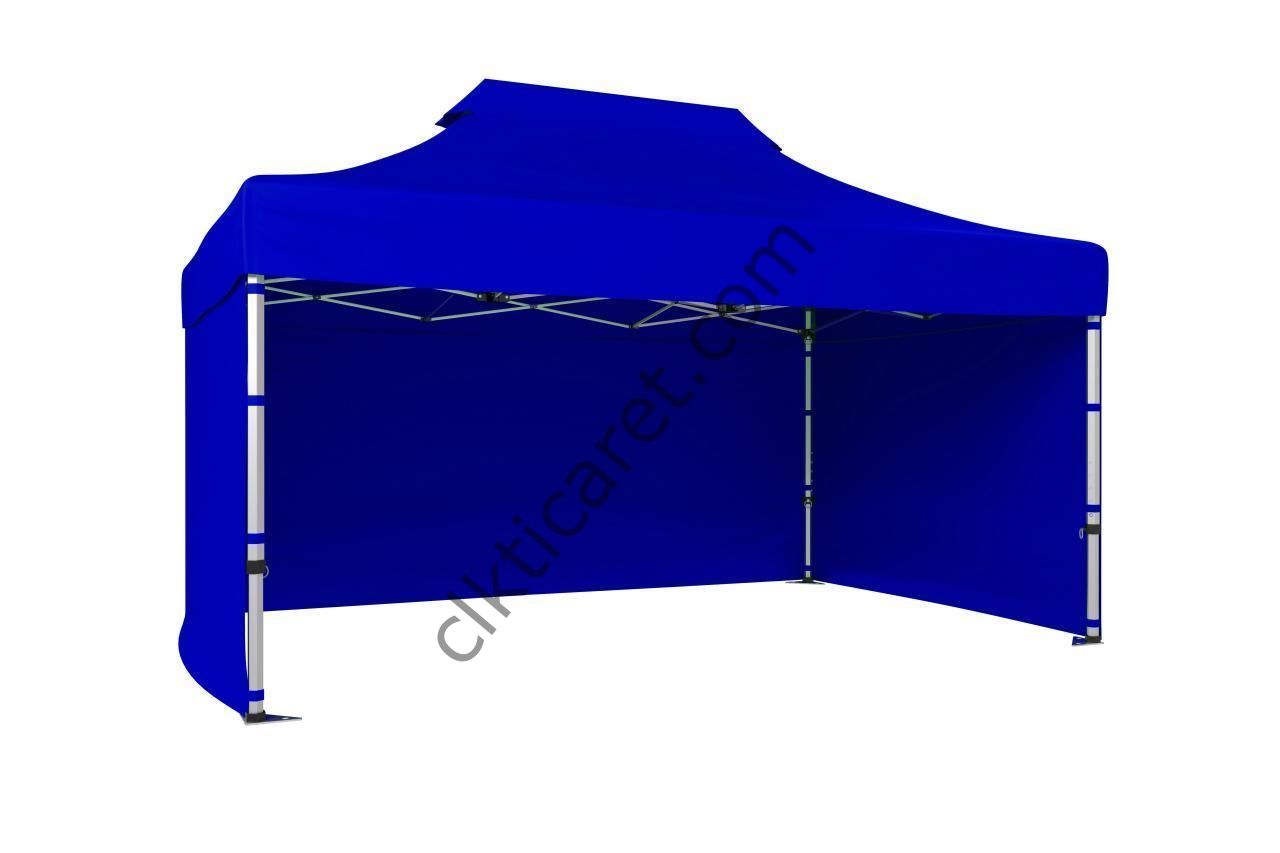 CLK 3x4,5 40 mm Katlanabilir Tente Gazebo Çadır Gazebo Çadır 3 Yan Kapalı Saks Mavi