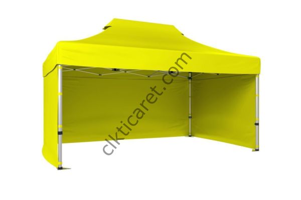 CLK 3x4,5 40 mm Katlanabilir Tente Gazebo Çadır Gazebo Çadır 3 Yan Kapalı Sarı