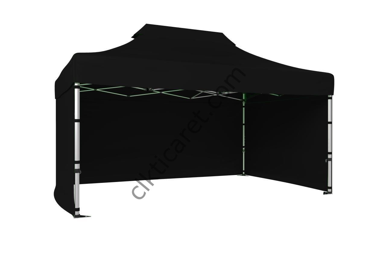 CLK 3x4,5 40 mm Katlanabilir Tente Gazebo Çadır Gazebo Çadır 3 Yan Kapalı Siyah