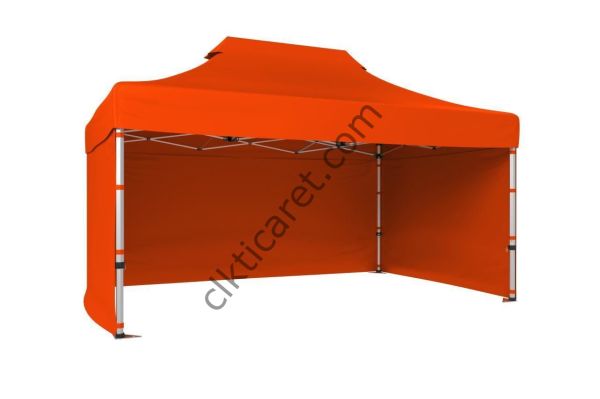 CLK 3x4,5 40 mm Katlanabilir Tente Gazebo Çadır Gazebo Çadır 3 Yan Kapalı Turuncu