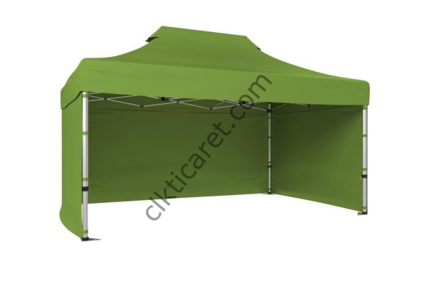 CLK 3x4,5 40 mm Katlanabilir Tente Gazebo Çadır Gazebo Çadır 3 Yan Kapalı Haki Askeri Yeşil