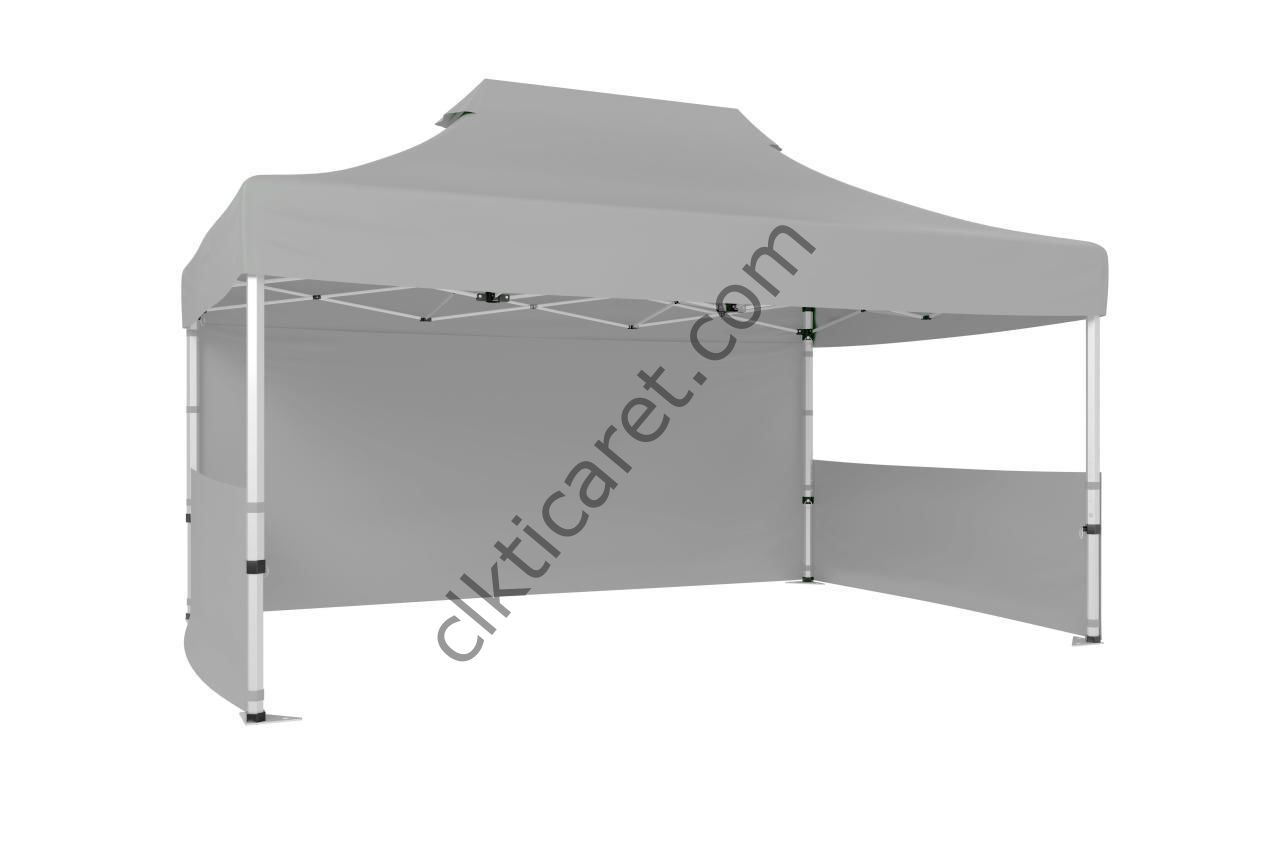 CLK 3x4,5 40 mm Katlanabilir Tente Gazebo Çadır Gazebo Çadır 1 Tam Duvar 2 Yarım Duvar Açık Gri