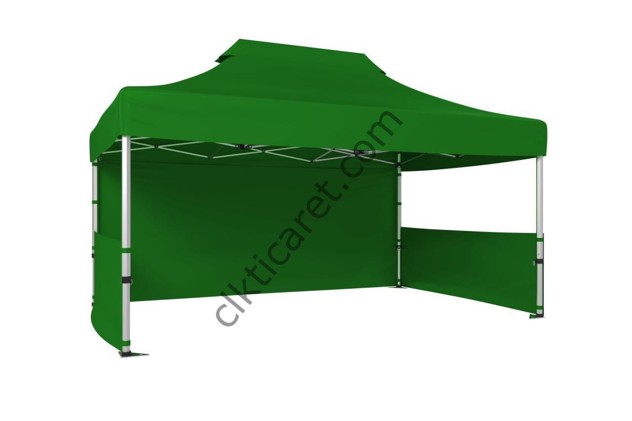 CLK 3x4,5 40 mm Katlanabilir Tente Gazebo Çadır Gazebo Çadır 1 Tam Duvar 2 Yarım Duvar Benetton Yeşil