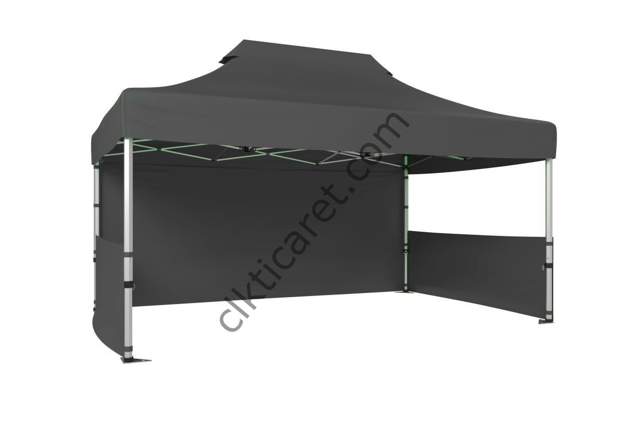 CLK 3x4,5 40 mm Katlanabilir Tente Gazebo Çadır Gazebo Çadır 1 Tam Duvar 2 Yarım Duvar Gri
