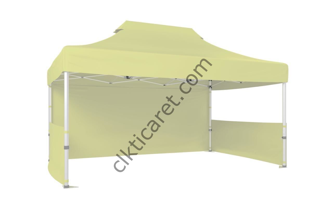 CLK 3x4,5 40 mm Katlanabilir Tente Gazebo Çadır Gazebo Çadır 1 Tam Duvar 2 Yarım Duvar Krem