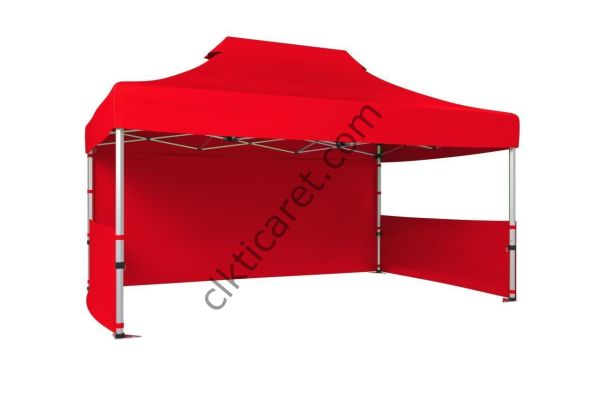 CLK 3x4,5 40 mm Katlanabilir Tente Gazebo Çadır Gazebo Çadır 1 Tam Duvar 2 Yarım Duvar Kırmızı