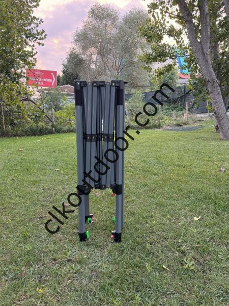 CLK 3x3 mt Yeni Nesil 2 Kapı 4 Pencere 40 mm Kısa Bagaj Boy 115 cm Gazebo Portatif Kamp Çadırı Gri