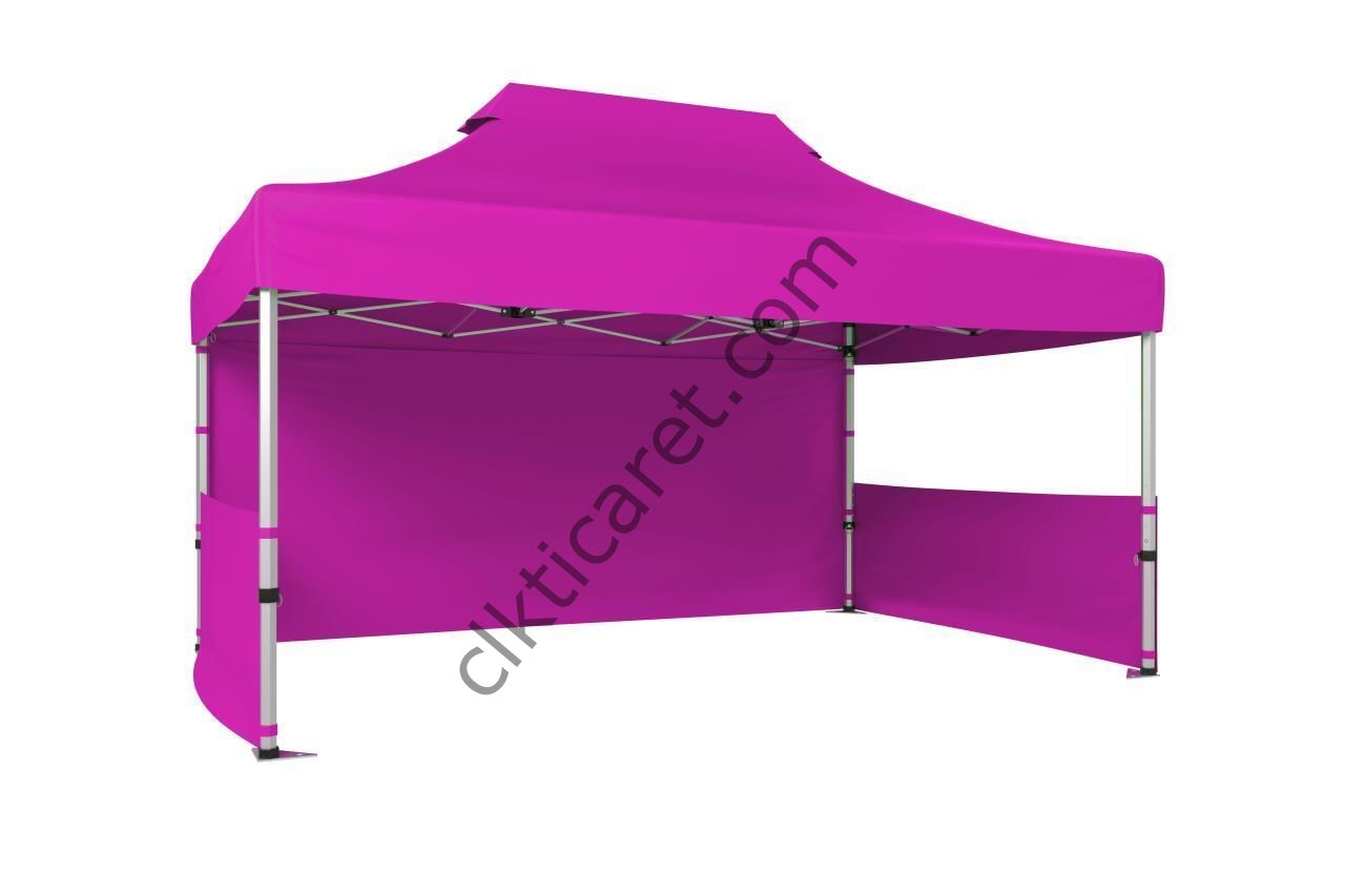 CLK 3x4,5 40 mm Katlanabilir Tente Gazebo Çadır Gazebo Çadır 1 Tam Duvar 2 Yarım Duvar Pembe