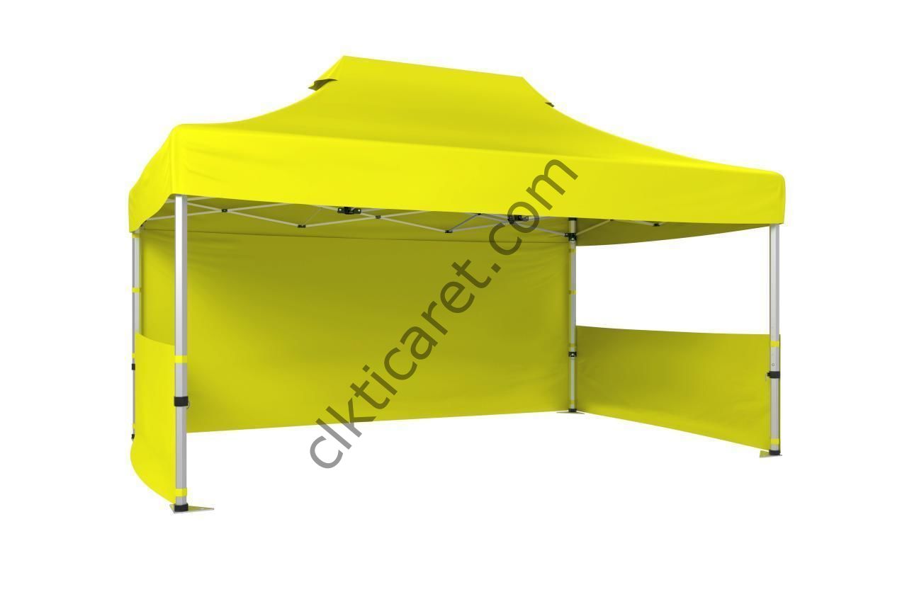 CLK 3x4,5 40 mm Katlanabilir Tente Gazebo Çadır Gazebo Çadır 1 Tam Duvar 2 Yarım Duvar Sarı