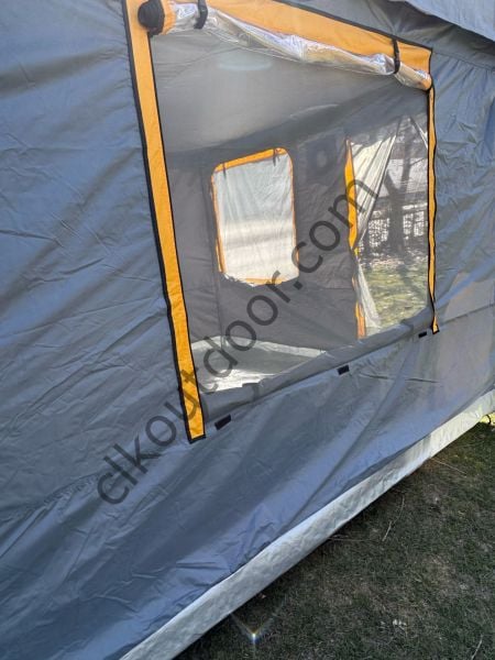 CLK 3x3 Metre 30 mm Profil Yeni Nesil 2 Kapı 4 Sineklikli  Portatif Katlanır Portatif Gazebo Kamp Çadır Gri