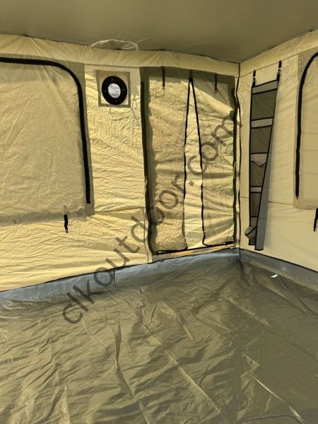 CLK 3x3 Metre 30 mm Profil Yeni Nesil 2 Kapı 4 Sineklikli  Portatif Katlanır Portatif Gazebo Kamp Çadır Krem