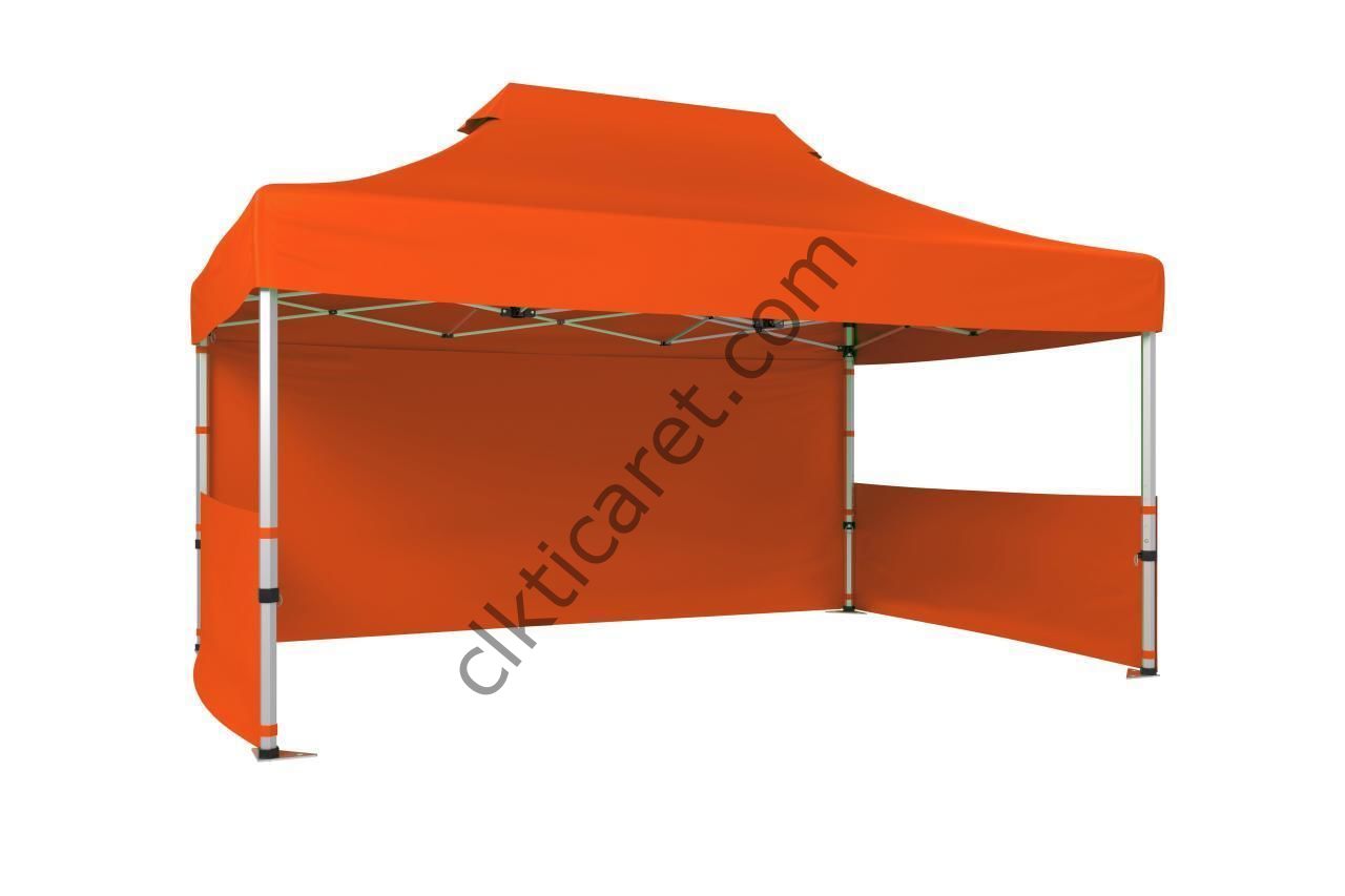 CLK 3x4,5 40 mm Katlanabilir Tente Gazebo Çadır Gazebo Çadır 1 Tam Duvar 2 Yarım Duvar Turuncu