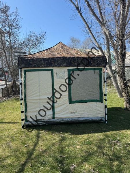 CLK 3x3 mt 40 mm Yeni Nesil 2 Kapı 4 Pencere Gazebo Portatif Kamp Çadırı Krem