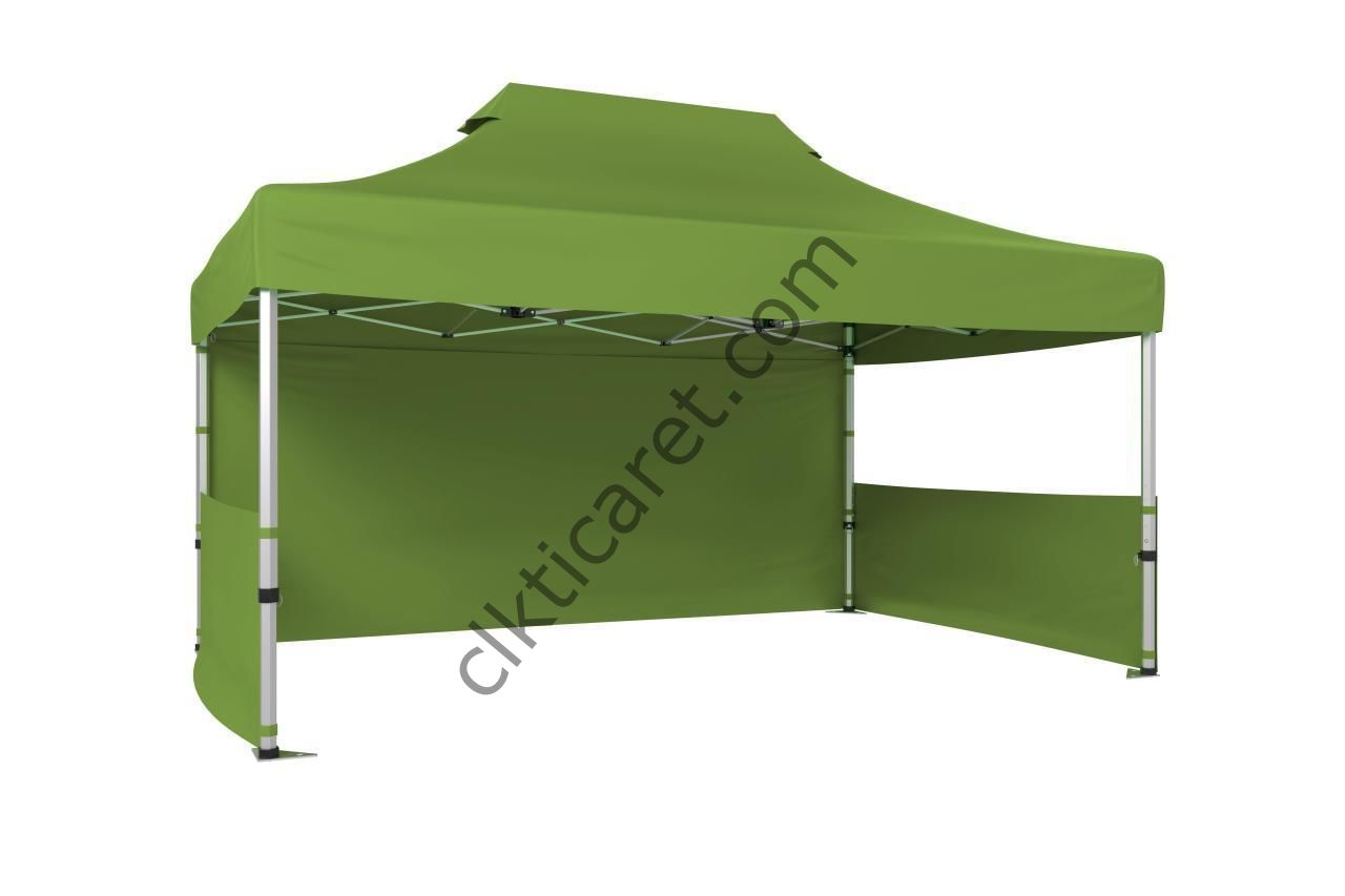 CLK 3x4,5 40 mm Katlanabilir Tente Gazebo Çadır Gazebo Çadır 1 Tam Duvar 2 Yarım Duvar Haki Askeri Yeşil