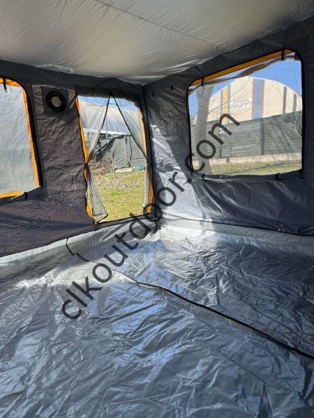 CLK 3x3 mt 40 mm İskelet Yeni Nesil 2 Kapı 4 Pencere Gazebo Portatif Kamp Çadırı Gri