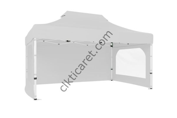 CLK 3x4,5 40 mm Katlanabilir Tente Gazebo Çadır Gazebo Çadır 3 Yan Duvarlı 2 Pencereli Beyaz
