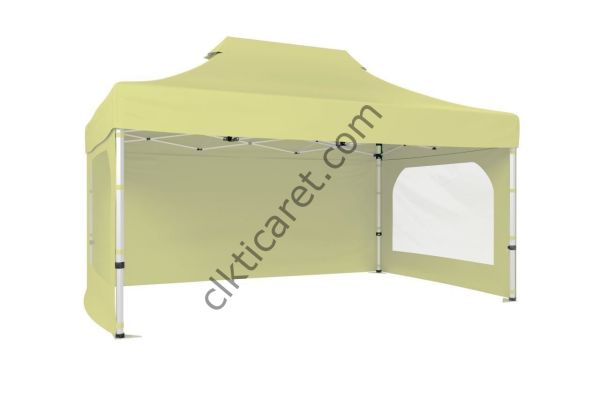 CLK 3x4,5 40 mm Katlanabilir Tente Gazebo Çadır Gazebo Çadır 3 Yan Duvarlı 2 Pencereli Krem