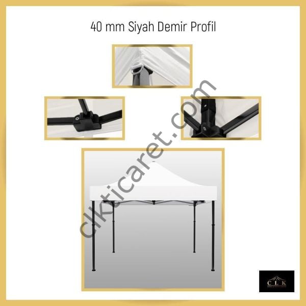 CLK 3x6 mt 40 mm Garden Katlanabilir Tente Bahçe Çadır Bordo Çardak Bungalow Serisi