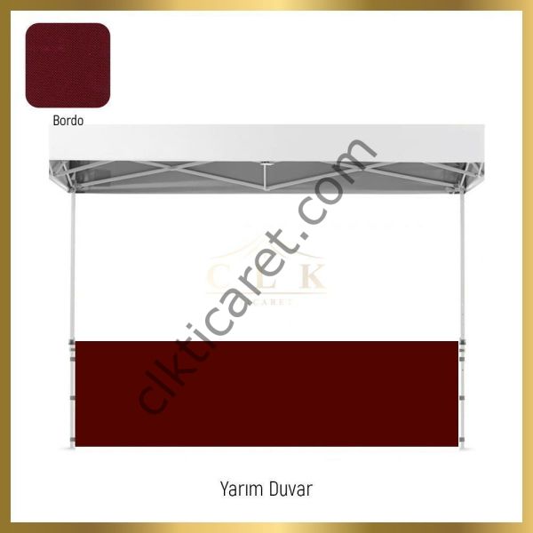 CLK 3x6 Katlanabilir Tente Gazebo Portatif Çadır 30 mm 1 Tam Duvar 3 Yarım Duvar