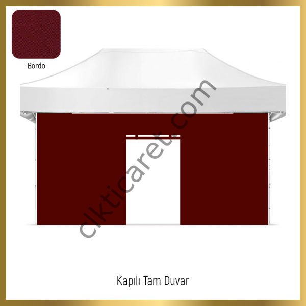 CLK 3x6 Katlanabilir Tente Gazebo Portatif Çadır 30 mm 3 Yan Kapalı 1 Kapılı