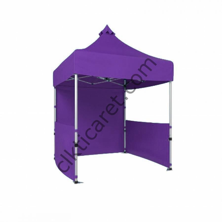 CLK 2x2 40mm Alüminyum Katlanabilir Tente Gazebo Çadır 1 Tam 2 Yarım Duvar Mor
