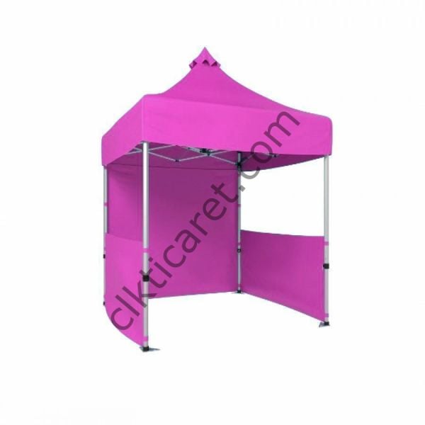 CLK 2x2 40mm Alüminyum Katlanabilir Tente Gazebo Çadır 1 Tam 2 Yarım Duvar Pembe