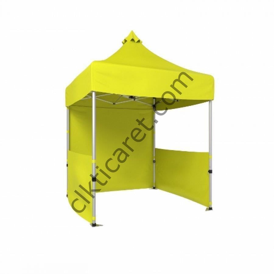 CLK 2x2 40mm Alüminyum Katlanabilir Tente Gazebo Çadır 1 Tam 2 Yarım Duvar Sarı