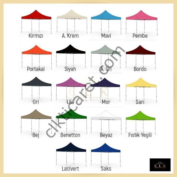 CLK 3x3 Katlanabilir Tente Gazebo Çadır 40mm Gazebo Çadır Benetton Yeşil