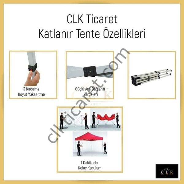 CLK 3x3 Katlanabilir Tente Gazebo Çadır 40mm Gazebo Çadır Saks Mavi