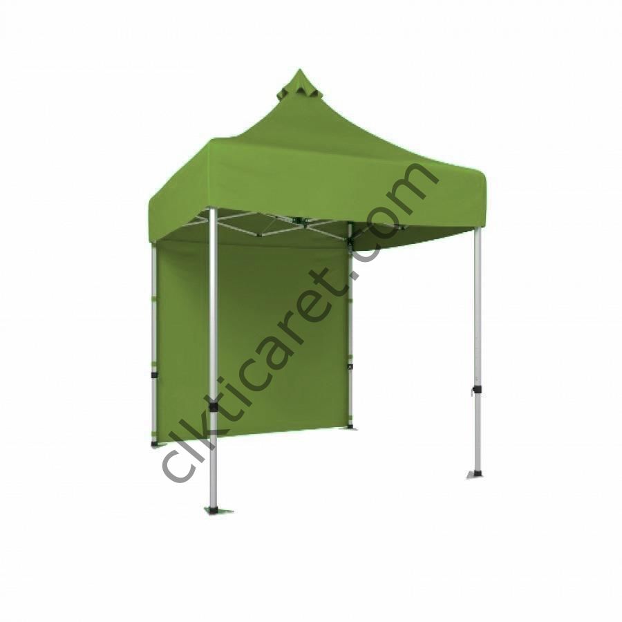 CLK 2x2 40mm Alüminyum Katlanabilir Tente Gazebo Çadır 1 Kenar Kapalı Haki Askeri Yeşil