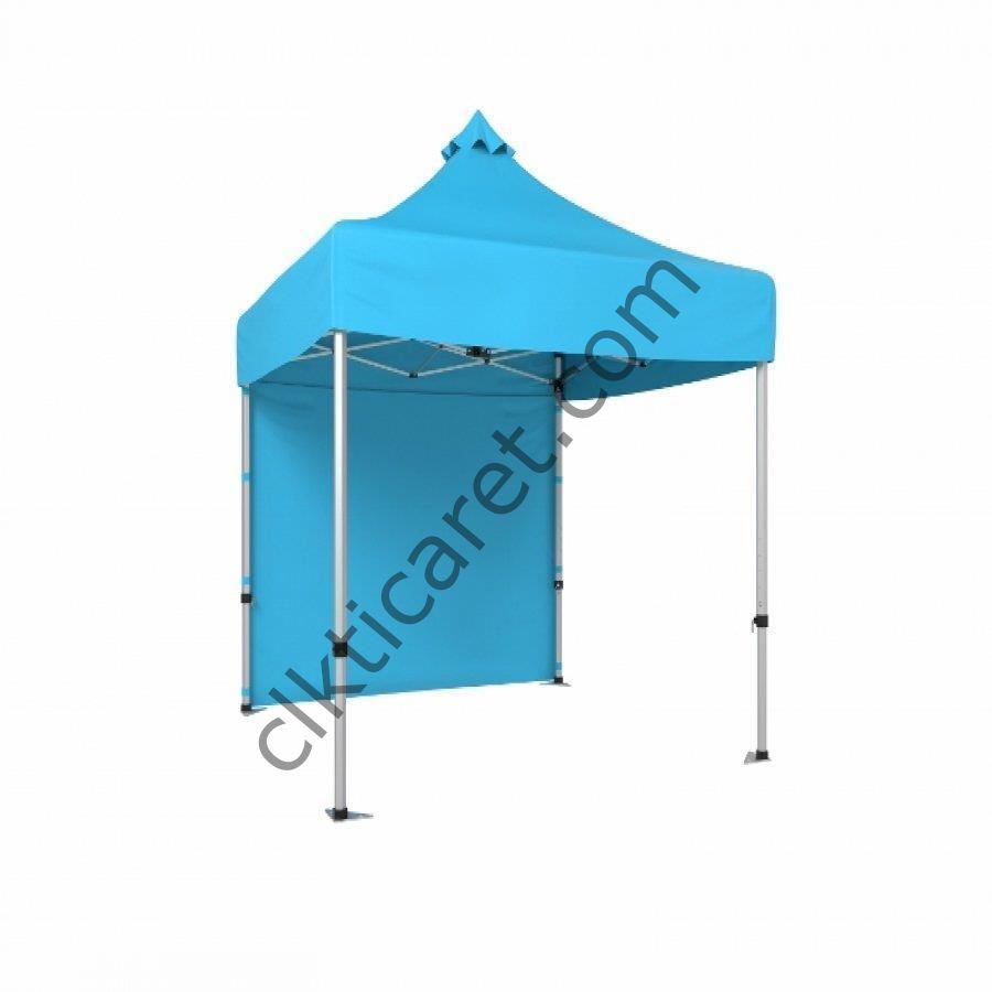 CLK 2x2 40mm Alüminyum Katlanabilir Tente Gazebo Çadır 1 Kenar Kapalı Açık Mavi (Turkuaz)