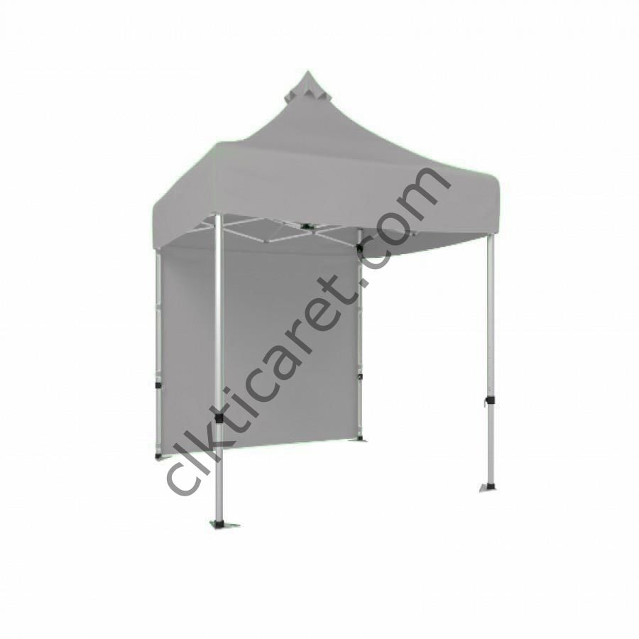 CLK 2x2 40mm Alüminyum Katlanabilir Tente Gazebo Çadır 1 Kenar Kapalı Açık Gri