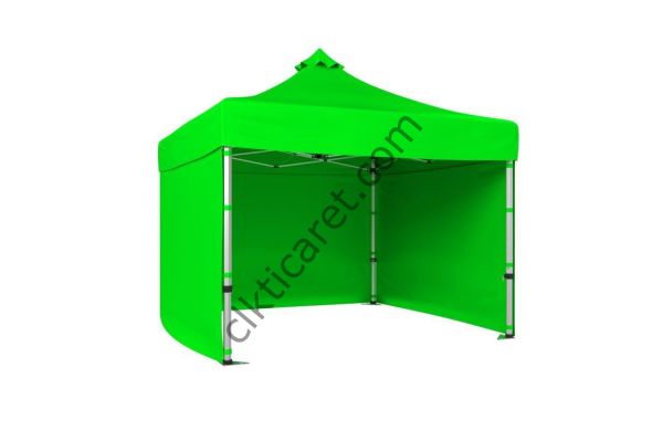 CLK 4x4 Katlanabilir Tente Gazebo Çadır 40mm Çelik Profil 3 Yan Kapalı Açık Yeşil