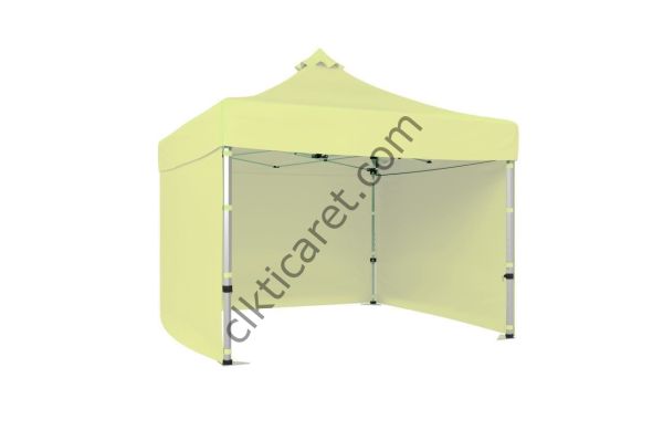CLK 4x4 Katlanabilir Tente Gazebo Çadır 40mm Çelik Profil 3 Yan Kapalı Krem