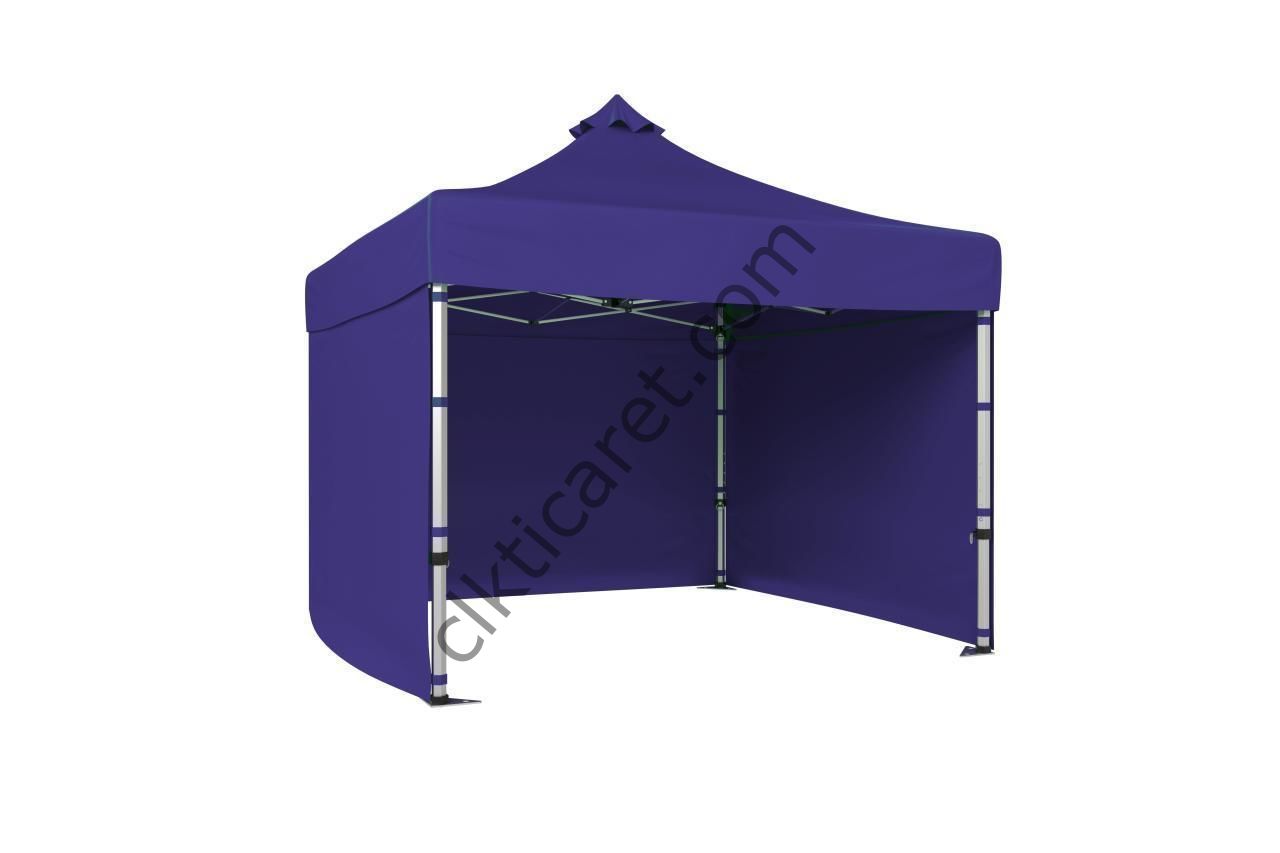 CLK 4x4 Katlanabilir Tente Gazebo Çadır 40mm Çelik Profil 3 Yan Kapalı Lacivert