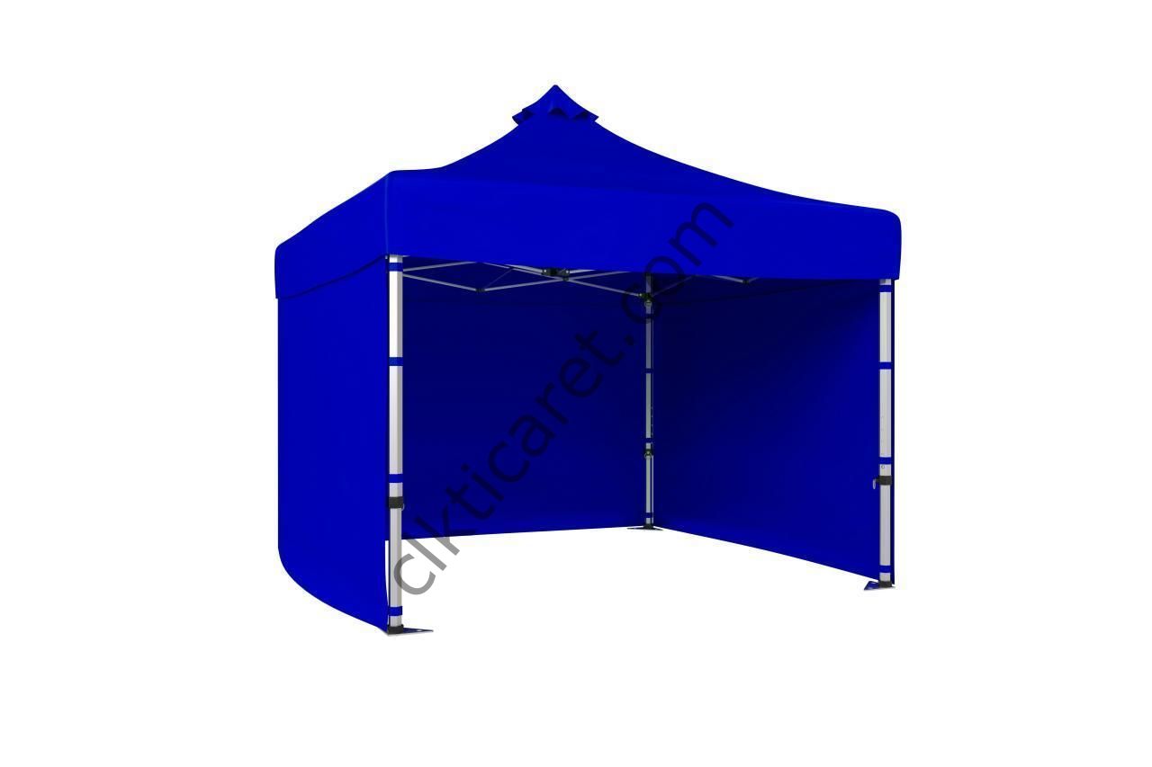 CLK 4x4 Katlanabilir Tente Gazebo Çadır 40mm Çelik Profil 3 Yan Kapalı Saks Mavi