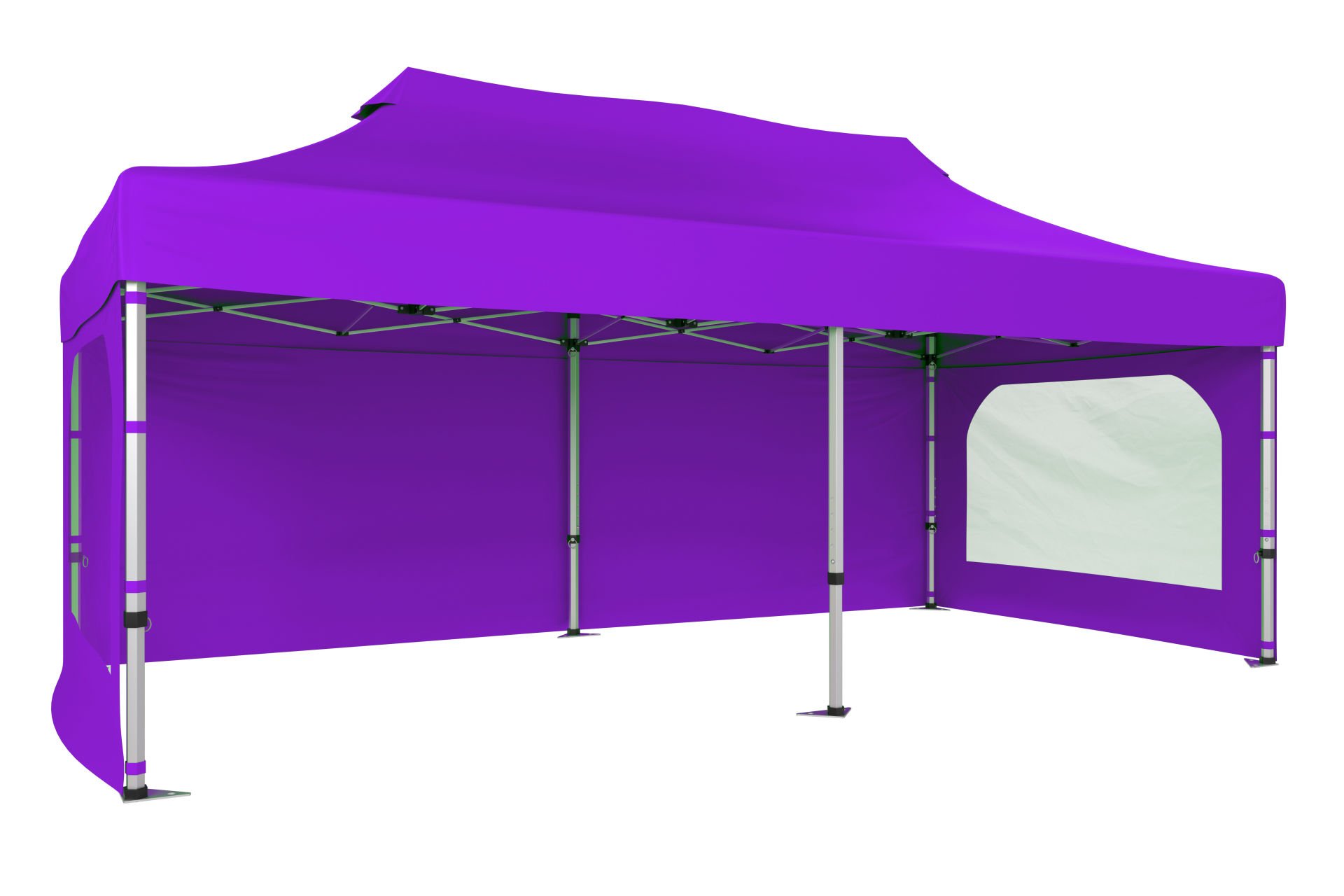 CLK 3x6 52mm Kalın Alüminyum Katlanabilir Tente Gazebo Çadır 3 Yan Duvarlı 2 Pencereli