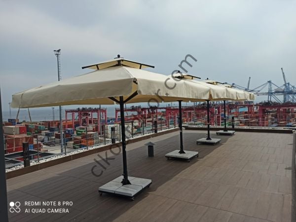 CLK 3x3 Metre Saçaklı Eko Model Krank Sistem Teleskopik Şemsiye Q80 Profil